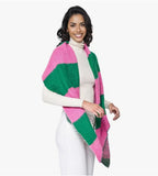 Pink Green Colorblock Scarf