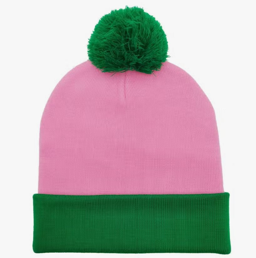 Pink with Green Cuff Beanie – ENVY ME PINK