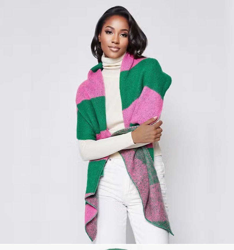 Pink Green Colorblock Scarf – ENVY ME PINK