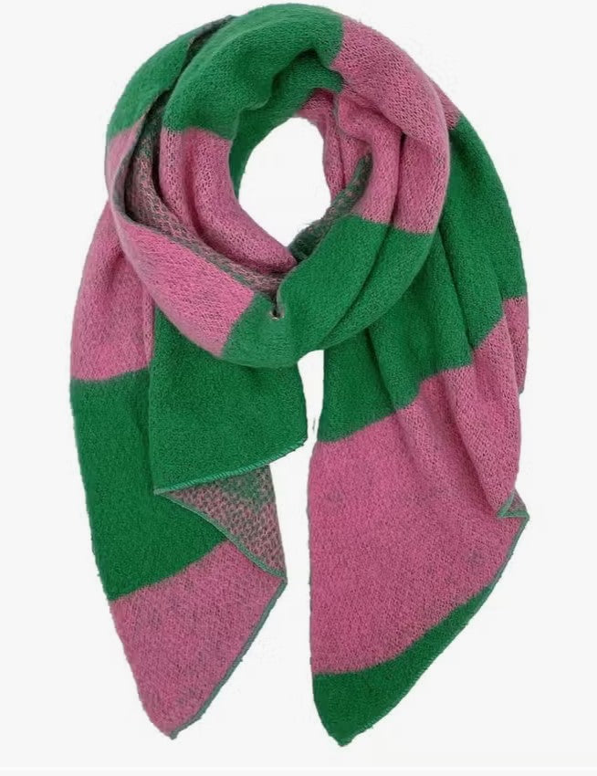 Pink Green Colorblock Scarf – ENVY ME PINK