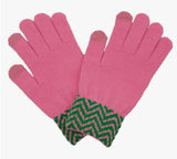 Zig Zag Pink with Green Cuff Gloves